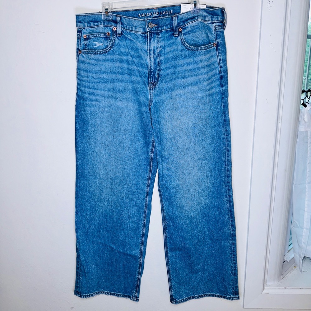 American Eagle Stovepipe High Rise Jeans Medium Indigo Blue Size 14 Regular
